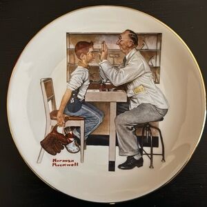 Norman Rockwell Plate with eye glass Doctor and Boy